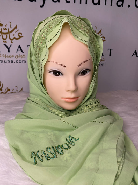 Light Green Luxury Georgette Kashka Hijab #39