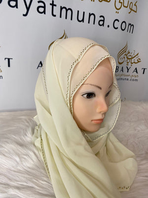 Off White Luxury Georgette Kashka Hijab #47