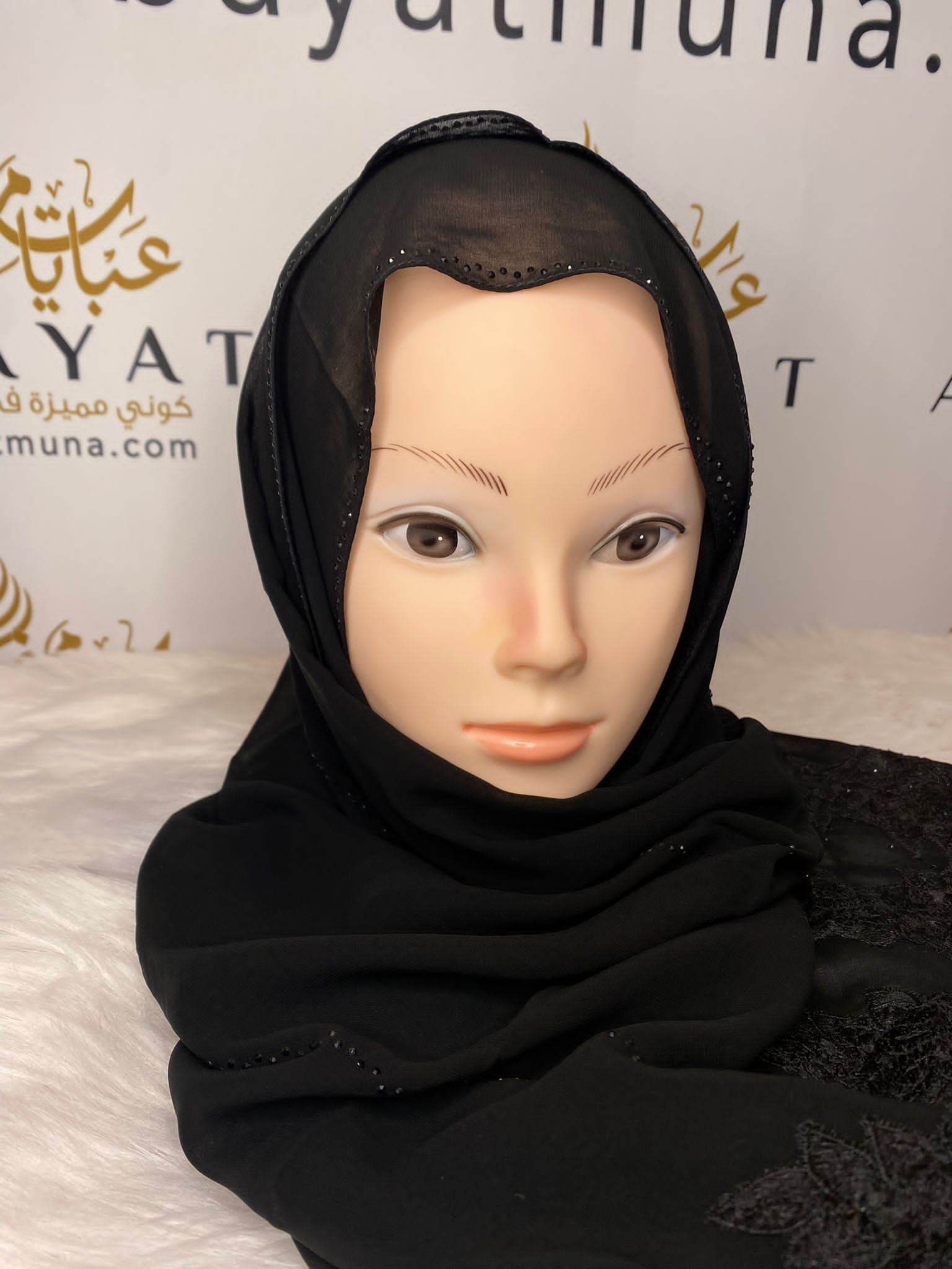 Black Luxury Georgette Kashka Hijab #45