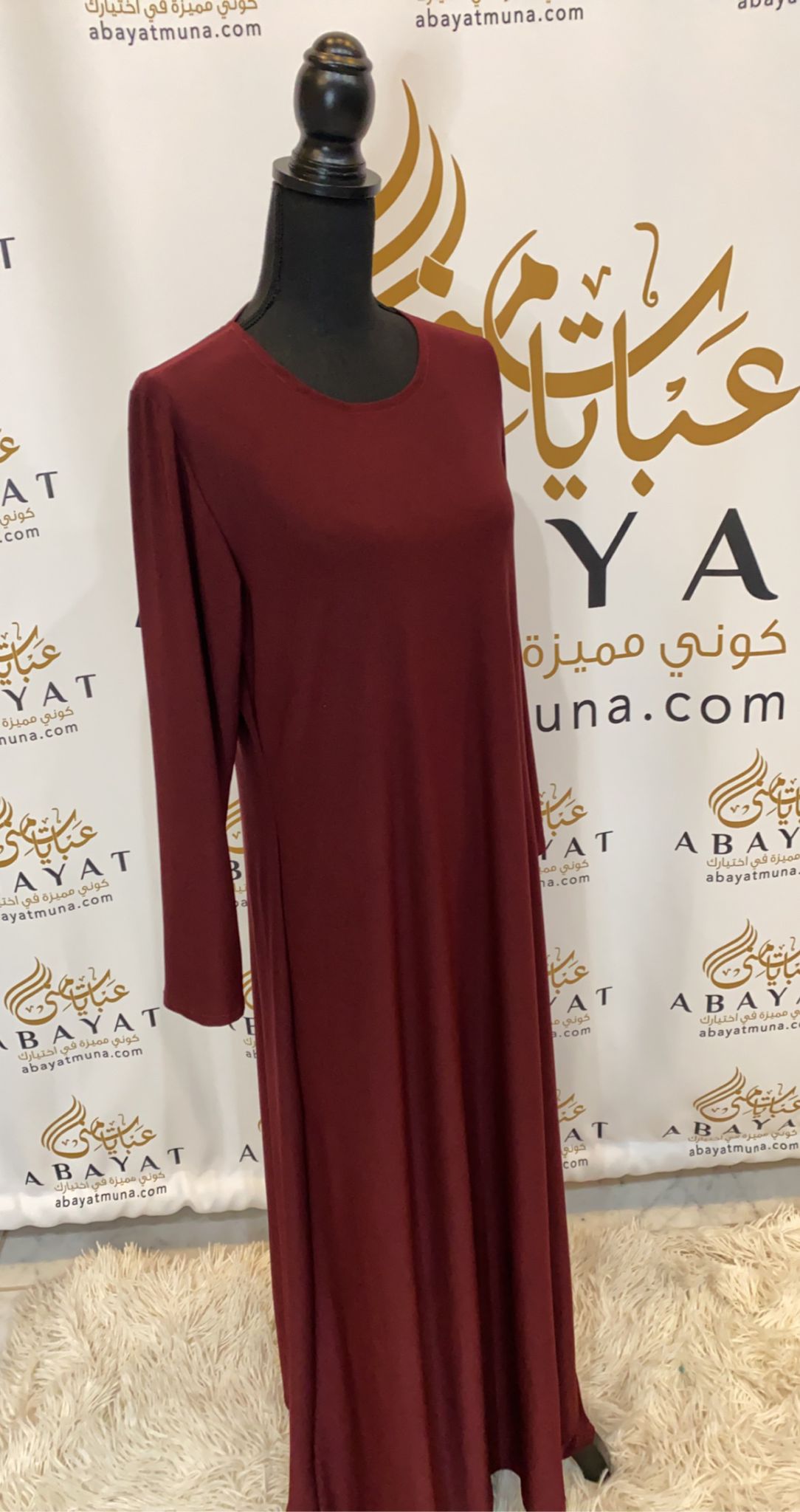 Burgundy Jersey Dress (under abaya) #843350 ABAYATMUNA Burgundy Jersey Dress (under abaya) #843350 ABAYATMUNA